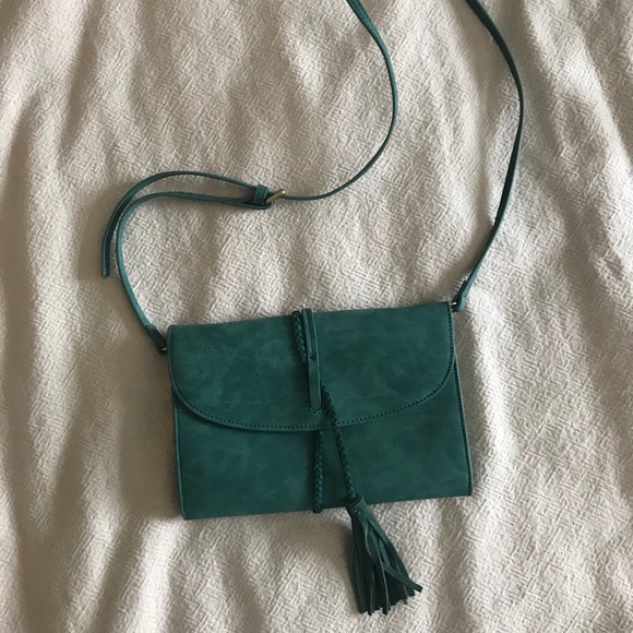 Anthropologie Handbags - Anthropologie Genuine Suede Teal Crossbody Bag
